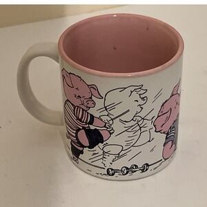 Vintage Pig‎ Cartoon Character Coffee Mug Pink Interior Exercise Gym Theme